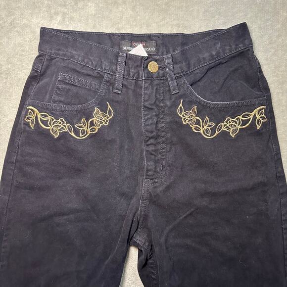 Vtg 80s Guess Georges Marciano Jeans Sz 28 *25x26 Black Denim Tapered Ankle Zip - Picture 4 of 15